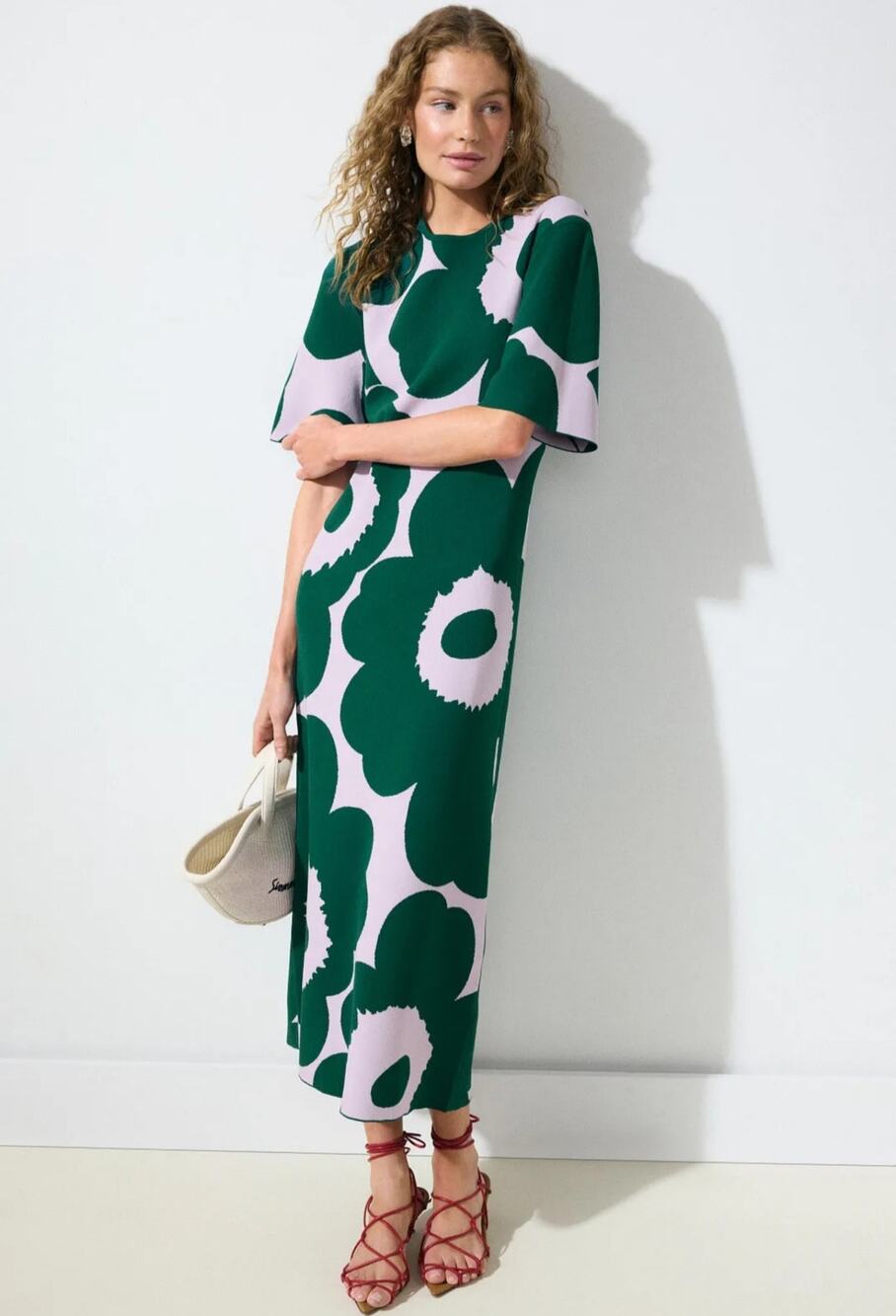 Marimekko Bloom Short Sleeve Midi Dress Women Size S
